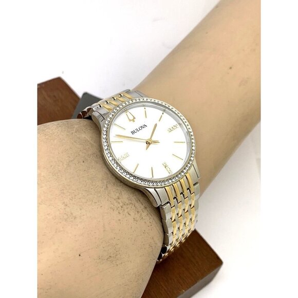 Bulova Women's Watch 98X118 Quartz Mother of Pearl Dial Two Tone Steel 3… - Picture 5 of 13